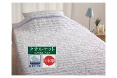 丸洗いOK【お肌ここちSTYLE】ジャガード タオルケット シングル (ブルー) 1枚 35005880BL [3392]