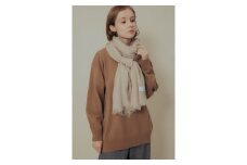 カシミヤ100% エアリーストール ナチュラルベージュ｜高級素材 軽量 なめらかな肌触り 寒さ対策 確かな技術 日本製 プレゼント ギフト 誕生日 お見舞い お歳暮 父の日 母の日 [4044]