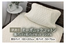 [訳あり] オーガニックコットン 無染色 敷パッド＋枕パッドセット シングル OG-1S＋OG-5LKI [4601]