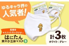高槻市マスコットキャラクター「はにたん」爽やか立体マスク３枚セット【S】 高槻市 贈答 ギフト 産地直送 取り寄せ 送料無料 大阪 大阪府高槻市/公益社団法人 高槻市観光協会 [AODC007] 高槻市 かわいい おしゃれ 限定 グッズ