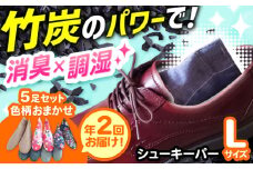 【全2回定期便】色柄おまかせシューキーパーL（ラージ）5足セット×2 間伐 贈答 ギフト 産地直送 取り寄せ 送料無料 大阪 大阪府高槻市/チャコールファーム [AOBM010] 消臭 調湿 長持ち おすすめ 人気