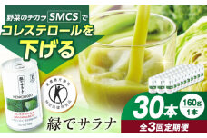 【定期便3回】サンスター 緑でサラナ 30本セット 160g 野菜ジュース 青汁 サラナ 缶 ケース まとめ買い 健康 特定保健用食品 トクホ コレステロール 保存料不使用 無添加 国産 長期保存 常温 防災 ギフト 定期便 大阪府高槻市/サンスター[AOAD005]