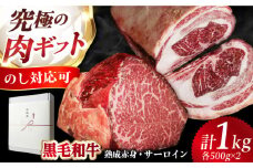 【ギフトBOX＋のし対応】【ふるさと納税限定】あなただけのドライエイジング熟成黒毛和牛ブロック（極上赤身＆サーロイン）1kg  肉 国産 和牛 赤身 サーロイン 大阪府高槻市/株式会社ＭＡＲＢＬＡＮＣ[AOAS016-1]