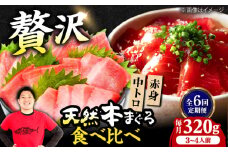 【全6回定期便】極上！たね熟天然本まぐろ赤身＆中トロセット(320g 各160g) 天然 マグロ 鮪 中トロ 刺身 魚 赤身 魚介類 海鮮丼 本マグロ 本まぐろ 中トロ 大トロ 赤身 冷凍 お刺身 お寿司 大阪府高槻市/本まぐろ直売所 [AOCE041]