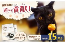 Cherish猫カフェ 回数券（15回分） 猫 ねこ ネコ 保護猫 支援 動物愛護 応援 大阪府高槻市／特定非営利活動Cherish [AODU003]