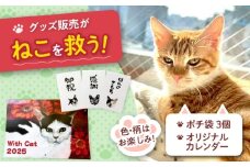 ねこ雑貨セット WithCatオリジナルカレンダー＆ポチ袋 猫 保護猫 猫グッズ おもちゃ 雑貨 保護猫支援 ネコ 大阪府高槻市/WithCat [AOEI003]