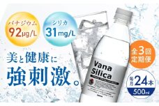 【全3回定期便】VanaSilica（バナシリカ） 富士山のバナジウム＆シリカ 強炭酸水 500ml 24本 炭酸 強炭酸 炭酸水 大容量 ハイボール 割り材 割材 ペットボトル お水 飲料 飲料水 ドリンク 飲み物 備蓄 災害 大阪府高槻市/クリックル株式会社 [AOEH027]