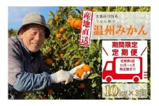 ＜2025年先行予約＞【定期便3回】11月～1月発送限定！貝塚市産 温州みかん10kg×3回
