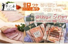 『夢一喜』【訳あり】ロースハム&ベーコン切落し130g 各5パック計1.3kg