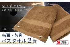【大阪泉州タオル】Twinkle 銀の抗菌バスタオル２枚（ジュピターブラウン）/ きらきら タオル 泉州タオル 日用品 速乾 綿100％ 部屋干し 抗菌 防臭 清潔