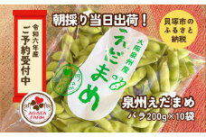 【令和６年産　先行予約】泉州えだまめセット　朝採り当日出荷！200g×10袋　縣農園直送　枝豆