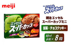 明治 エッセル スーパーカップミニ 抹茶・チョコクッキー 80ml × 2種 × 各3個　８箱