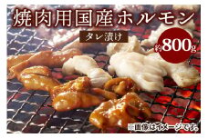 焼肉用国産ホルモン (小腸・シマ腸・赤セン・肺・心) タレ漬け 約800g｜ホルモンミックス [2210]