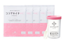 D104 足腰元気コラーゲンセット 90g×5袋【コラーゲン 粉末 セット 450g 450グラム 健康食品 ヒアルロン酸 グルコサミン コンドロイチン 新田ゼラチン ケース付 2ヵ月分 大阪府 八尾】