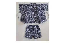 D106　オリジナル河内木綿柄お子様用甚平セット（紺）