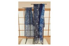 H133　河内木綿文様、肌に優しい藍手染めストール【絵柄1】