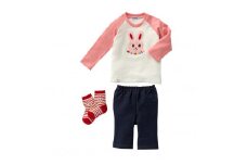 L105 ミキハウス うさこのお顔Tシャツセット【mikihouse ベビー ベビー服 ピンク 紺 70cm 赤ちゃん ０歳 出産 セットアップ 春 秋 大阪府 八尾】