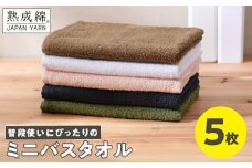 【特別寄附金額】普段使いにぴったり ミニバスタオル 5枚【泉州タオル 国産 吸水 たおる 普段使い 無地 シンプル 日用品 家族 ファミリー スピード発送】