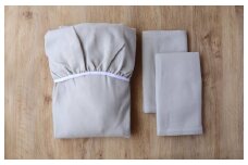 【tissu de coton/ハニカム織】泉州南部織 BED用ダブルシーツ＆ピロー2枚（LGY）＜スピード発送＞