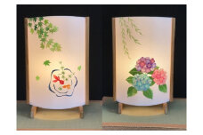 着物生地で作ったおしゃれな行灯（あんどん） 金魚と紫陽花
