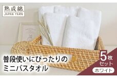 【スピード発送】泉州タオル「普段使いにぴったりのミニバスタオル」５枚セット（ホワイト）【泉州タオル 国産 吸水 普段使い 無地 シンプル 日用品 家族 ファミリー】