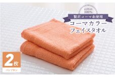 コーマカラーフェイスタオル2枚（パンプキン) 【泉州タオル 国産 吸水 薄手 普段使い 無地 シンプル 日用品】