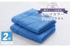 コーマカラーフェイスタオル2枚（パイロットブルー) 【泉州タオル 国産 吸水 薄手 普段使い 無地 シンプル 日用品】