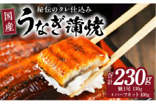 国産うなぎ お試し 230g（鰻1尾 130g+ ハーフカット 100g）訳あり お試し ウナギ 無頭 炭火焼き 備長炭 手焼き