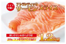 アトランティックサーモン：1.2kg（200g×6）訳あり サイズ不揃い