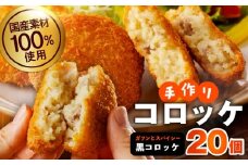 国産素材100％ 手作りコロッケ 合計20個【黒コロッケ 無添加 国産 惣菜 おやつ おつまみ お弁当 三代目コロッケ】