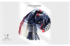 【100％ピュアカシミヤ】マフラー フリンジ付き ネイビー×レッドチェック【高級 カシミア おしゃれ ファッション 防寒 かしみあ】