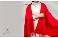 【100％ピュアカシミヤ】大判ストール フリンジ付き レッド【高級 カシミア おしゃれ ファッション 防寒 かしみあ】