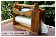 手作り木製 キッチンやアウトドアに便利！3種が入るペーパーラックL