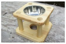 手作り木製 背の高いペット用 ペット用食器（小）