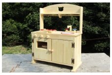 手作り木製「棚付き」ままごとキッチン 大型レンジ付き すかし入り DHK-R2