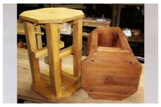 手作り木製 八角スツール