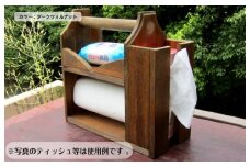 手作り木製 キッチンやアウトドアに便利！3種が入るペーパーラック