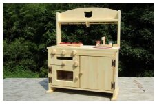 手作り木製「棚付き」ままごとキッチン 魚焼きグリル付き すかし入り GHK-R2