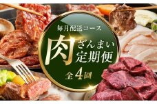アキラ商店 肉三昧 総量 4kg以上 定期便 全4回【毎月配送コース お楽しみ 焼肉 ていきびん 焼くだけ 小分け BBQ やきにく 数量限定】