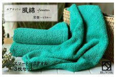 エアコットン風綿スマートバスタオル 3枚(常盤) 【泉州タオル 国産 吸水 普段使い 無地 シンプル 日用品 家族 ファミリー】