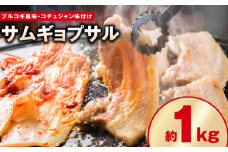 【焼くだけ】味付きサムギョプサル 約1kg（500g×2P） プルコギ風味とコチュジャン味付け 食べ比べセット 焼肉 BBQ デジカルビ