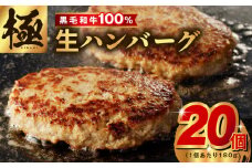 【黒毛牛肉100%】極み生ハンバーグ（180g）×20個 簡単調理 焼くだけ 180g 生ハンバーグ 訳あり サイズ不揃い
