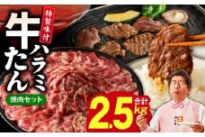 牛タン＆牛ハラミ 総量 2.5kg 焼肉セット【成型牛たん ハラミ 牛肉 焼肉用 薄切り 訳あり サイズ不揃い】
