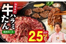 牛タン＆牛ハラミ 総量 2.5kg 焼肉セット【成型牛たん ハラミ 牛肉 焼肉用 薄切り 訳あり サイズ不揃い】