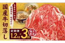 【定期便】国産 牛肉 切り落とし 1.2kg×全3回 総量 3.6kg【国産 牛肉 氷温熟成×極味付け 訳あり サイズ不揃い カレー 牛丼 野菜炒め 肉じゃが 家計応援 毎月配送コース】