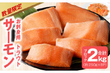 【期間限定】お刺身用 サーモン 2kg ブロック 小分け 約250g×8P ポーション 柵 訳あり サイズ不揃い