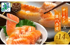 【サーモン食べ比べ】アトランティックサーモン 200g×2P ＆ 鮭ハラス 200g×5P【小分け 鮭 昆布塩加工 はしっこ サーモン 大トロ 腹ヒレ肉 北国からの贈り物】