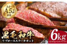 A5/A4ランク 黒毛和牛 リブロースステーキカット 合計6kg（250g×24P）【極味付け肉】