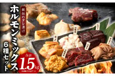 ホルモンミックス 6種セット 合計 1.5kg 秘伝のタレ漬け【食べ比べ 250g×6種 小分け 焼肉 牛肉 ハラミ ミノ センマイ レバー 小腸 大腸 】