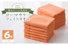 コーマカラーフェイスタオル6枚セット（パンプキン）泉州タオル